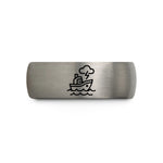 custom engraved rings women – blue & grey tungsten stormy sea wedding band