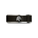personalized wedding anniversary presents – black & grey tungsten tribal horse feather wedding band