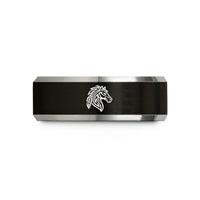 personalized wedding anniversary presents – black & grey tungsten tribal horse feather wedding band
