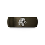 custom bands for couples – gunmetal & black tungsten tribal horse feather wedding band
