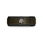 custom bands for couples – gunmetal & black tungsten tribal horse feather wedding band