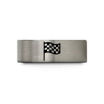 engraved rings for couples – blue & gray tungsten checkered flag wedding band