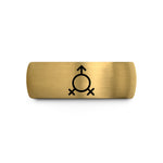 presents for wife anniversary – gold & grey tungsten genderfluid symbol wedding band