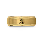 engraved jewelry for her – gold tungsten genderfluid symbol wedding band