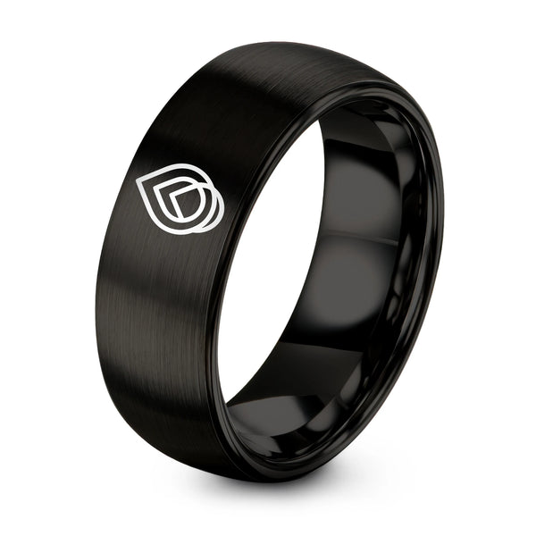 Double Teardrop Interlocked – Tungsten Wedding Band, 8 mm, Black Comfort-Fit Unisex