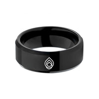 custom wedding bands men – black tungsten double teardrop interlocked wedding band