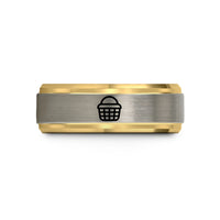 anniversary presents for men – gold & blue & silver tungsten picnic basket wedding band