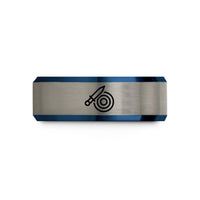 tungsten rings for men – black & blue & grey tungsten throwing knife target wedding band