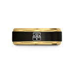 anniversary rings for couples – black & gold tungsten treasure chest wedding band