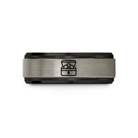 tungsten bands for men – black & grey tungsten treasure chest wedding band