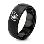 9th Gift Anniversaries for Him – black tungsten turbocharger ring