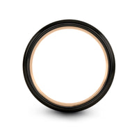 tungsten rings for men – hog engraving on black & rose gold tungsten wedding band