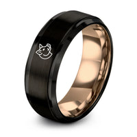 9th Wedding Gift Anniversaries for Him – black & rose gold tungsten hog ring