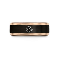 tungsten rings for men – black & rose gold tungsten hog wedding band