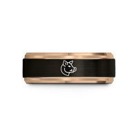 tungsten rings for men – black & rose gold tungsten hog wedding band