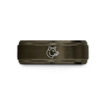 personalized rings for him – gunmetal & rose gold tungsten hog wedding band