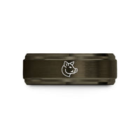 personalized rings for him – gunmetal & rose gold tungsten hog wedding band
