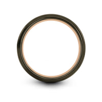 tungsten rings for men – hog engraving on gunmetal & rose gold tungsten wedding band