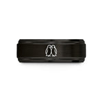 male engraved rings present – black & rose gold tungsten penguin couple wedding band