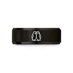 tungsten rings for men – black & rose gold tungsten penguin couple wedding band