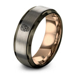 9th Wedding Gift Anniversaries for Him – gunmetal & rose gold & silver tungsten sugar skull calavera ring