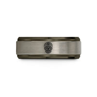 custom presents for him – gunmetal & rose gold & silver tungsten sugar skull calavera wedding band