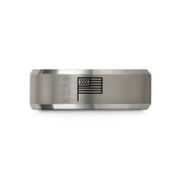 stylish rings for men – black & silver tungsten usa flag wedding band