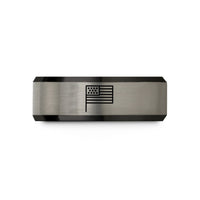tungsten ring for men – black & grey tungsten usa flag wedding band