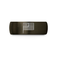 engraved rings for couples – gunmetal & black tungsten usa flag wedding band
