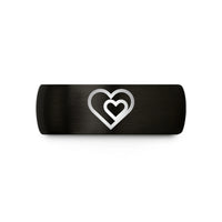 best present idea women – black & gold tungsten double heart wedding band