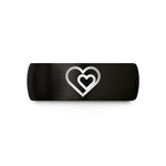 tungsten wedding band women – black & rose gold tungsten double heart wedding band