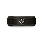 romantic present for her – black tungsten double heart wedding band