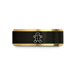 special present for wife – black & gold tungsten gingerbread man wedding band