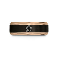 special present for wife – black & rose gold tungsten gingerbread man wedding band