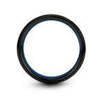 personalized presents for men – sextant engraving on black & blue & gray tungsten wedding band