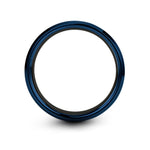 tungsten rings for men – sextant engraving on black & blue & silver tungsten wedding band