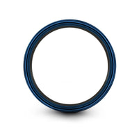 engraved rings for him – sextant engraving on black & blue & gray tungsten wedding band