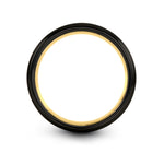 Tungsten Engagement Ring for Women – rock dome engraving on black & gold tungsten wedding band