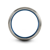 Engagement Gifts for Him – sextant engraving on blue & gray tungsten wedding band
