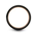 Tungsten Engagement Ring for Women – rock dome engraving on black & rose gold tungsten wedding band