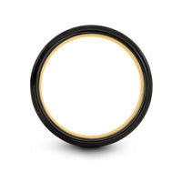 Tungsten Engagement Ring for Women – rock dome engraving on black & gold tungsten wedding band