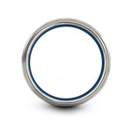 Engagement Gifts for Him – sextant engraving on blue & silver tungsten wedding band