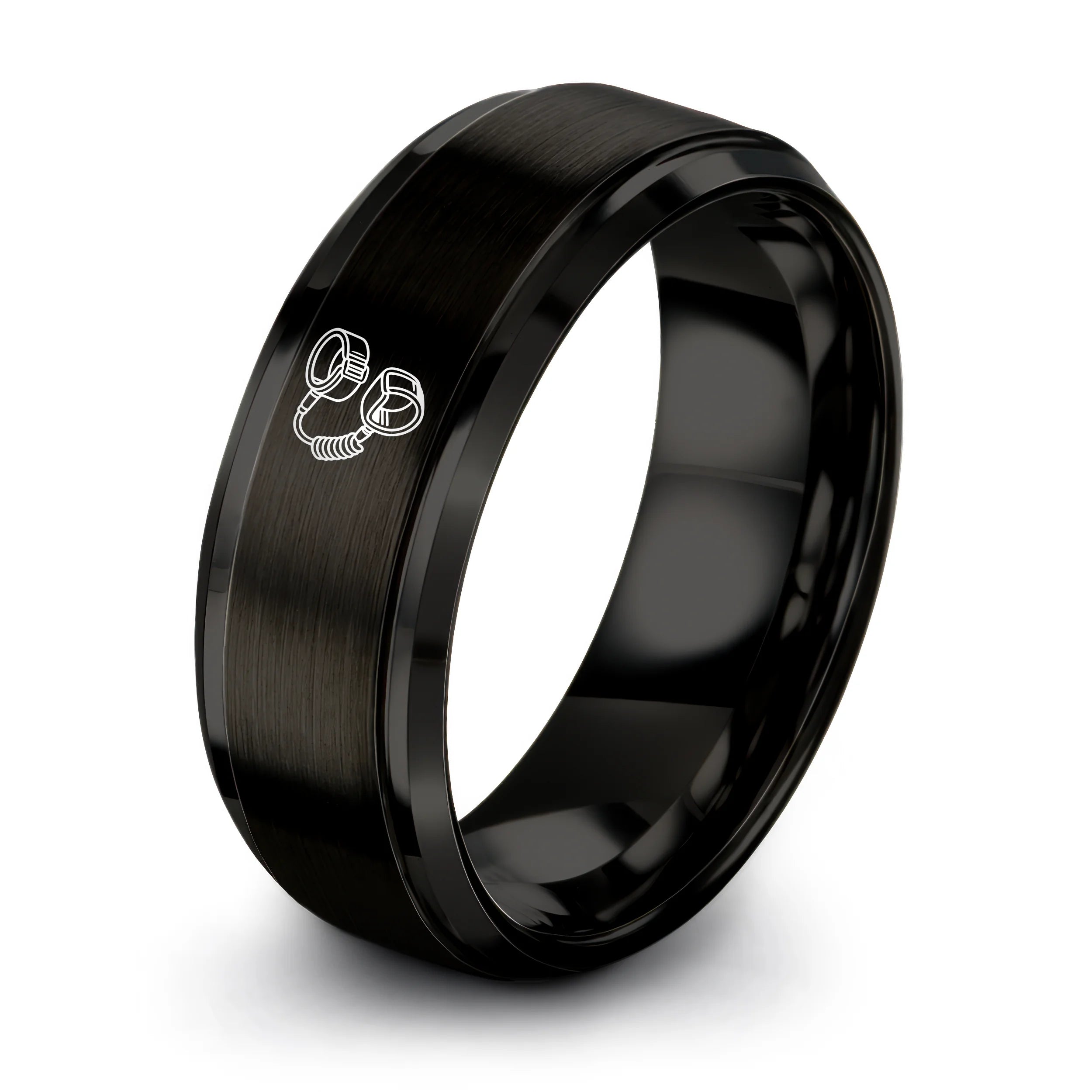 #ring styles_10 - Yellow Gold Black Tungsten