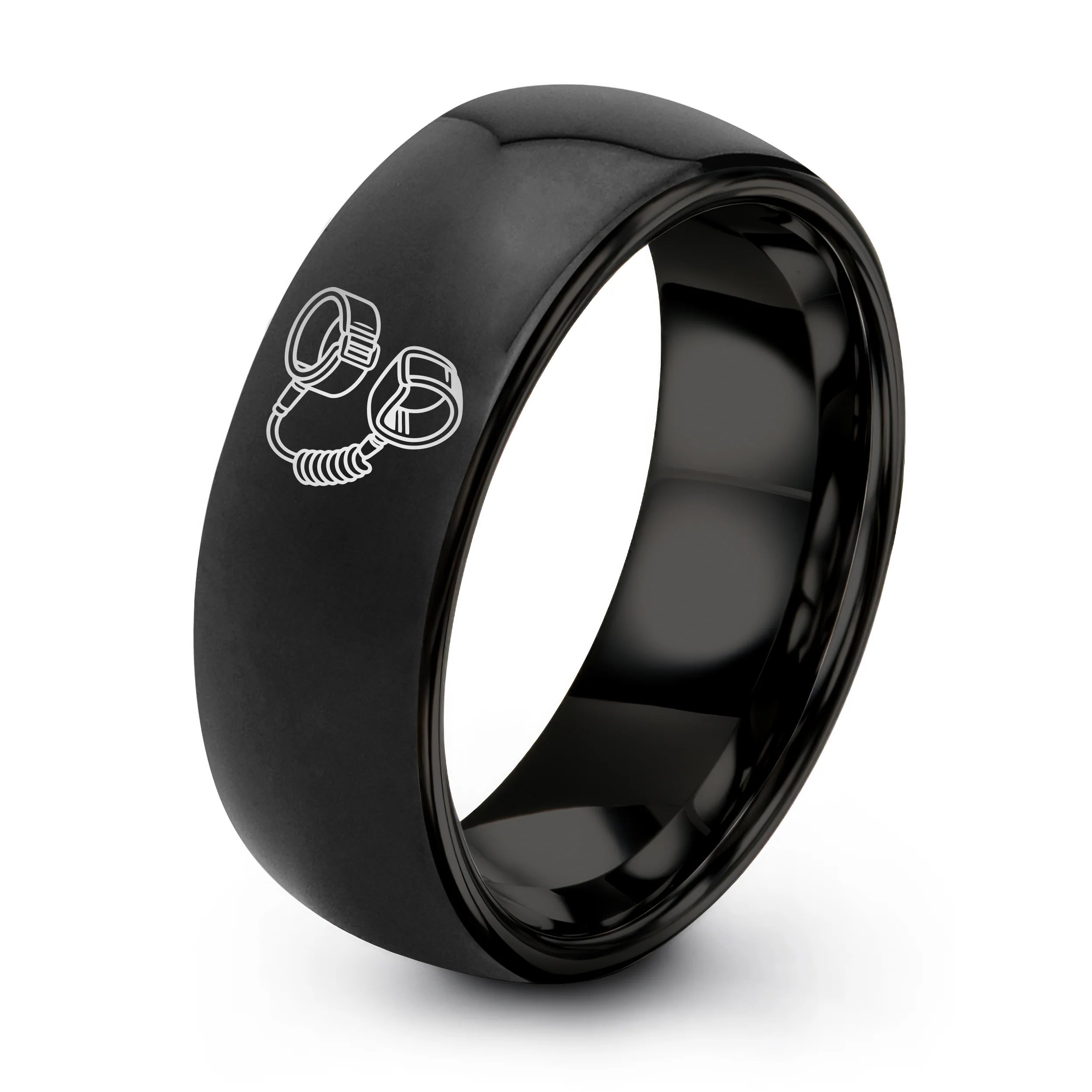 #ring styles_08- Yellow Gold Black Tungsten