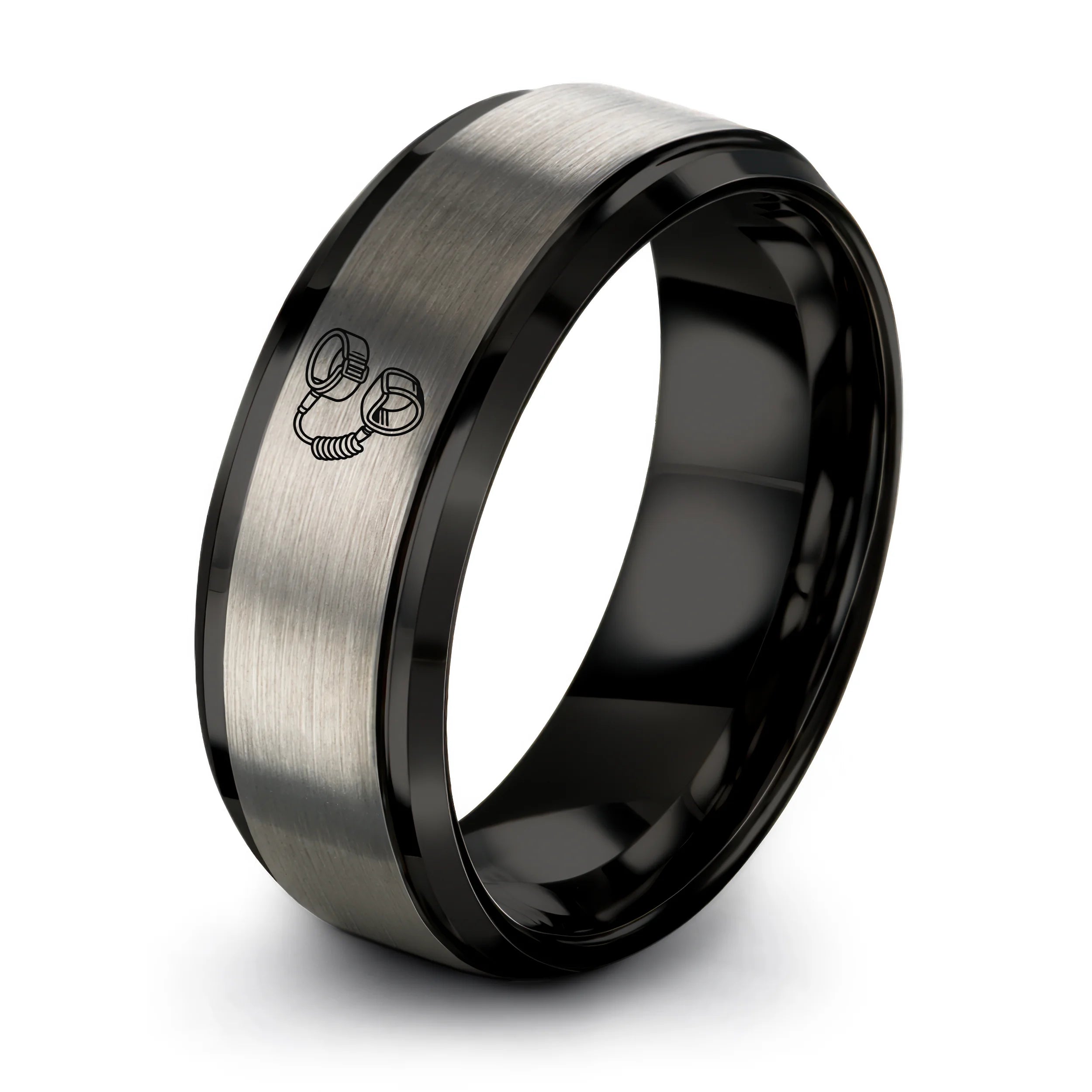 #ring styles_11 - Yellow Gold Black Tungsten