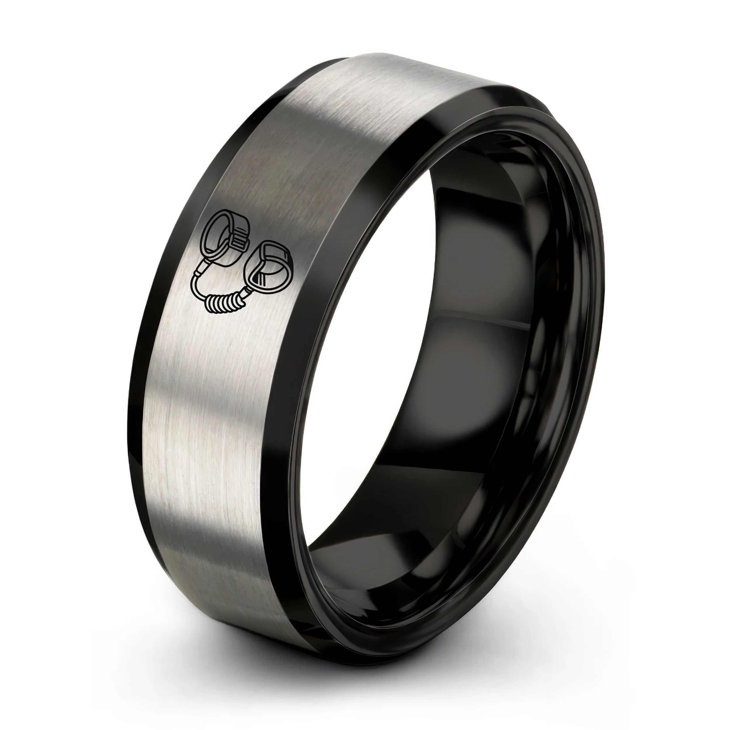 #ring styles_13 - Yellow Gold Black Tungsten
