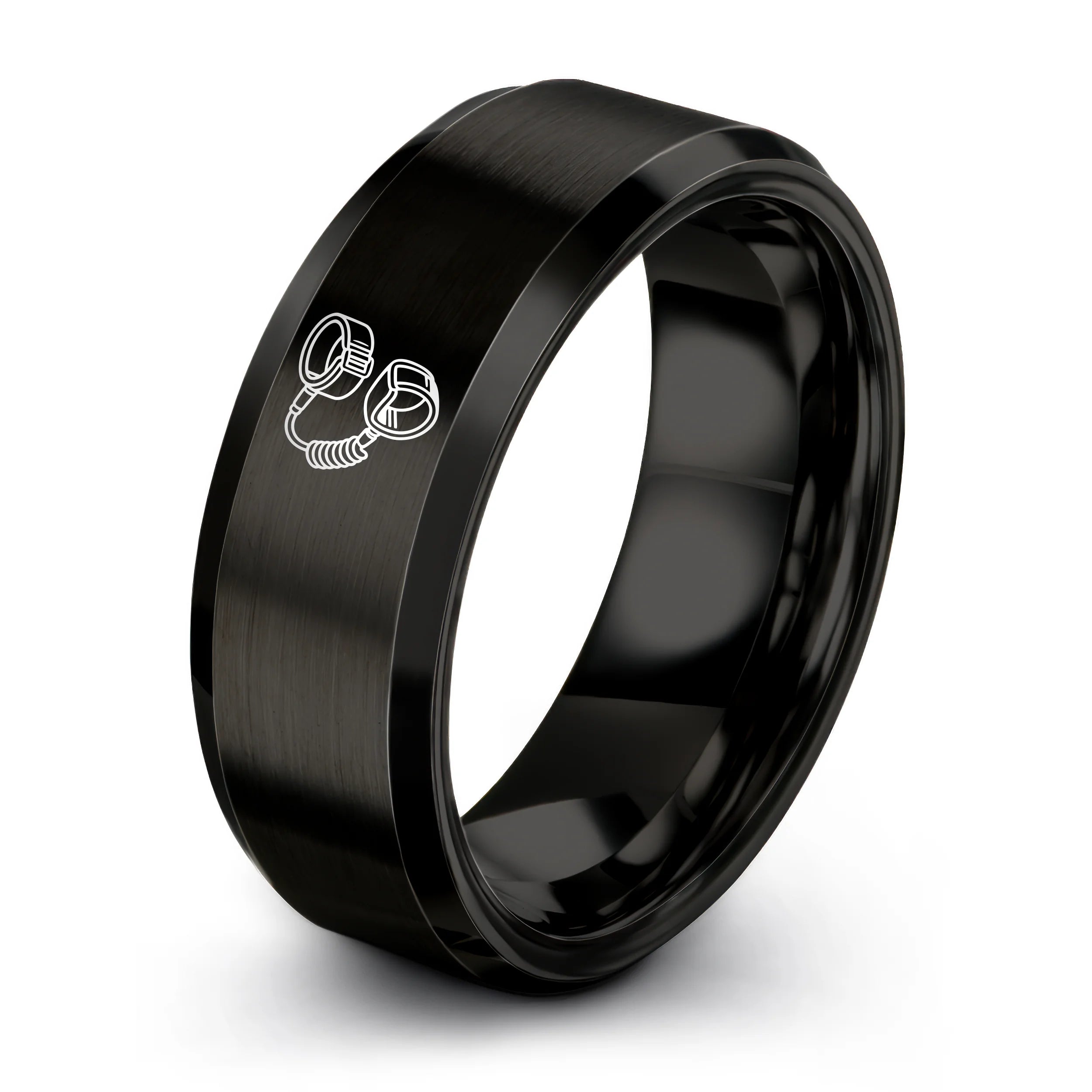#ring styles_14 - Yellow Gold Black Tungsten