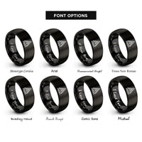 font options for inside engraving on black a frame cabin rings