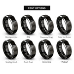 font options for inside engraving on black & silver a frame shelter rings