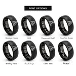 font options for inside engraving on black a frame shelter rings